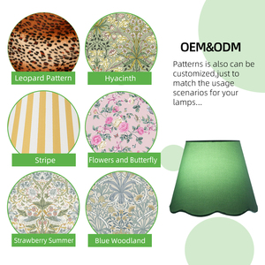 Bedside Handicraft Table Lampshade Eco-Friendly Fabric Light <strong>Shade</strong> Round Top Scalloped Bottom Desk <strong>Green</strong> <strong>Lamp</strong> <strong>Shade</strong> - Product Image 5