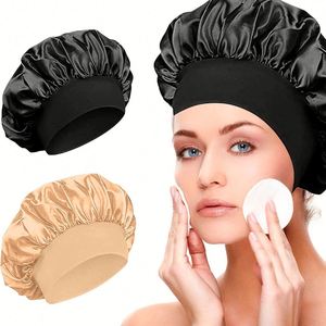 Nouveaux bonnets en satin à bord large, bonnets de nuit en polyester, foulards à haute élasticité, chapeaux de beauté pour la coiffure et les soins capillaires, bonnets pour femmes - Product Image 2