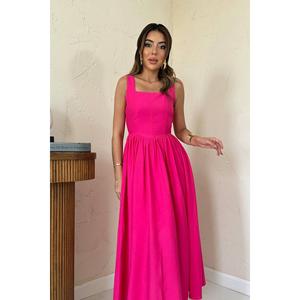 Robe de soirée en lin épais fuchsia en gros - Product Image 3