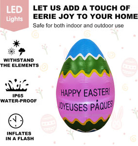 Huevo de Pascua Inflable Gigante de 3 Pies, Impermeable, con Luces LED, Decoraciones Coloridas Ecológicas para Uso en Interiores/Exteriores - Product Image 6