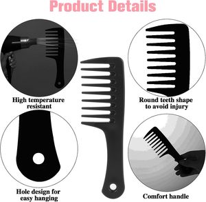 Peigne à dents larges en plastique personnalisé (couleur/logo) – Forme unique pour salon et usage domestique - Product Image 3