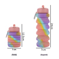 Bouteille de voyage pliable portable 500 ml, gobelet en silicone, bouteille d'eau peu encombrante pour le camping et la randonnée