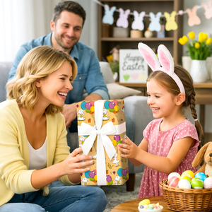 Cartoon pattern Easter gift wrapping <b>paper</b> Colorful balloons little rabbits children gift wrapping <b>paper</b> Customizable - Product Image 4