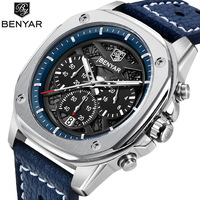 Montre BENYAR Marque de luxe Nouvelle montre pour homme Montre à quartz Montres pour homme Étanche Montre lumineuse pour homme Date Chronographe Montre sport Montre-bracelet