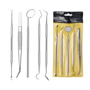 5 PCS Set Dental Teeth Scaler Kit Loupes Mirror Sickle Scaler Teeth Pick Spatula Equipment Oral Care Tooth Cleaning Kit