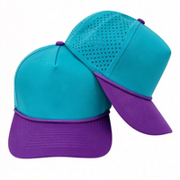 Casquette de baseball à 5 panneaux perforée au laser, bicolore, respirante, anti-UV, avec logo personnalisé, fabrication OEM directe usine