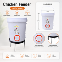 Mangeoire manuelle grande capacité 20 kg pour volailles, seau en plastique, distributeur d'aliments avec ports d'alimentation pour poules, canards, ferme, étanche