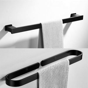 WEKIS Porte-serviette mural simple moderne en acier inoxydable 304 noir mat 40CM pour salle de bain, douche, porte, ou comme support pour débarbouillette - Product Image 2