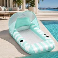 Chaise longue gonflable pour piscine avec auvent pour adultes, flotteur pare-soleil en PVC avec porte-gobelets, marque privée pour complexe hôtelier