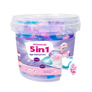 Perles de lessive écologiques 5-en-1 à la fleur de cerisier, parfum longue durée, pack familial, 5 compartiments, enzymes concentrées, 100 unités - Product Image 1