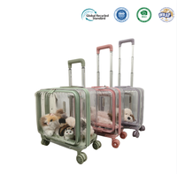 Valise transparente pour animaux de compagnie, vue panoramique à 360°, sac de voyage à roulettes, transporteur respirant et transparent pour petits chiens et chats