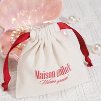 Sac à bijoux en coton sergé écologique avec cordon de serrage, petit sac pour boucles d'oreilles, anneaux, logo personnalisé imprimé, bracelet, collier, rangement pour bijoux