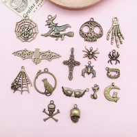 Antique Bronze Halloween Crâne Pendentif DIY Bijoux Accessoires Mixte Pack 51 Alliage Bracelet Pendentifs Mode Pendentifs Charmes