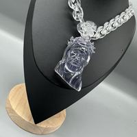 Ins nouvelle tendance Cool fille fête bijoux résine pendentif saint jésus croix acrylique collier Style Punk Transparent acier inoxydable