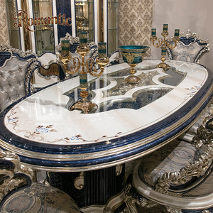 विला लक्जरी डाइनिंग रूम शास्त्रीय डाइनिंग टेबल सेट 6 कुर्सी उच्च अंत ठोस लकड़ी हस्तनिर्मित सुरुचिपूर्ण धूमकेतु - Product Image 2