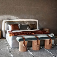 Lit double de style italien à blocs de couleur pour lit nuage, postmoderne minimaliste, noir et blanc rayé, chambre à coucher de villa, sur mesure, Guangdong