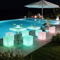 RGB Farbwechsel LED Leuchtender Lounge-Sessel Modernes Restaurant Bar Möbelset Würfelstuhl für Innen- und Außenbereich