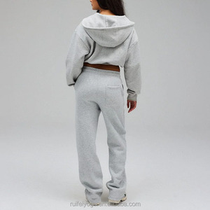 Produttori Logo personalizzato regolabile peso massimo 400gsm francese Terry Plain in bianco <span class=keywords><strong>oversize</strong></span> <span class=keywords><strong>pile</strong></span> da <span class=keywords><strong>donna</strong></span> ritagliato con Zip felpa con cappuccio - Product Image 4