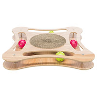 Griffoir en carton avec jouets 35 x 4 x 35 cm pour chats