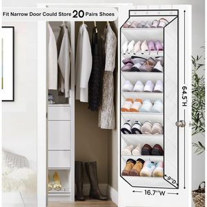 Over The Door <b>Shoe</b> Organizer 8 Tier White Hanging Storage Rack For Closet <b>Shoes</b> - Product Image 2