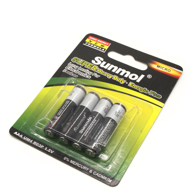 China Battery AAA Manufacture Wholesale 1.5V 1.5 Volt R03 Um 4 Piles Aaa Carbon Zinc Dry Cell Size AAA Battery