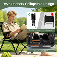 Chaise de camping pliable robuste, capacité de charge de 150 kg (330 lb), accoudoirs en bois massif, chaise d'extérieur portable avec porte-gobelet et poche latérale