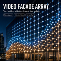 Écran maillé LED DMX512 RGBW à points lumineux, étanche, pour façade de bâtiment extérieur, avec support de conception et d'installation DIALux