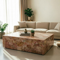 Table basse en marbre rose de style moderne et luxueux pour la décoration de la maison, salon, hôtel, bar, café
