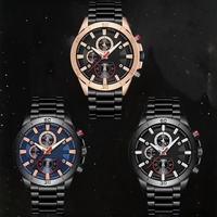Montre de luxe pour homme en alliage à quartz, étanche, chronographe, phase de lune, date, cadran rotatif