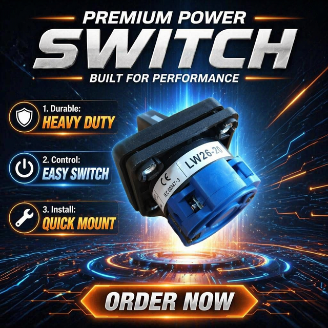 1 Pole 3 Position LW26 Series 20A Rotary Cam Changeover Switch Plastic Metal IP53 CE Certified 440V Screw Terminal Industrial