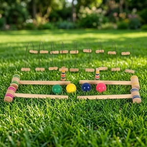 Ensemble <span class=keywords><strong>de</strong></span> <span class=keywords><strong>croquet</strong></span> en bois pour l'extérieur, <span class=keywords><strong>jeu</strong></span> <span class=keywords><strong>de</strong></span> pelouse pour enfants et adultes, sport familial, marteau, balle, buts, jardin, fête, jouet amusant - Product Image 3