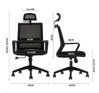 Chaise de bureau pivotante moderne à dossier mi-haut en tissu maillé, réglable en hauteur, pour personnel