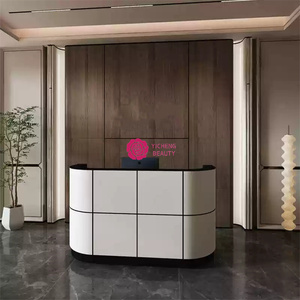 Yicheng Beauty <span class=keywords><strong>Bureau</strong></span> de réception moderne personnalisé Salon de beauté Mobilier de coiffure <span class=keywords><strong>Bureau</strong></span> de réception incurvé à des prix abordables - Product Image 3