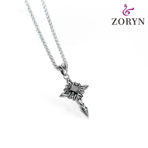 Collares con Colgante de Cruz de Nudo Celta de Acero Inoxidable, Gema Negra, Estilo Gótico Punk Vintage, Joyería de Moda de Acero de Titanio para Hombre - Product Image 3