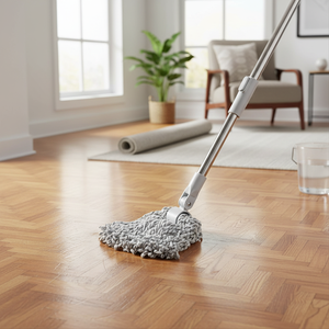 Gizmop 375 Gr Mopa Húmeda de Microfibra con Bucle de Algodón para Parquet y Suelos de Madera Auténtica, Autoescurrible, Antibacteriana, Reutilizable, de Secado Rápido, Acero Inoxidable - Product Image 3
