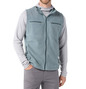 <strong>Men's</strong> <strong>Fleece</strong> Zip Up Vest, Hybrid Softshell Shoulder Panels Adjustable Hem Warm Outdoor Layering <strong>Gilet</strong> - Product Image 1