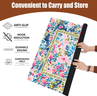 Tapis de Mahjong en caoutchouc floral aquarelle, grand tapis de jeu carré antidérapant 800x800mm