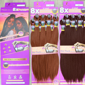 Cheveux à tresser synthétiques pré-étirés et pré-sectionnés, modèle Super 52 8x, personnalisables avec logo privé, pour tresses Ez Braid, pour personnes noires - Product Image 5