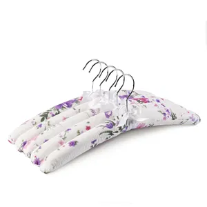 Wholesale padded clothes hangers non slip satin canvas covers for cloths