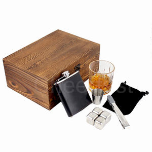 Easy Life Flasque en acier inoxydable Boîte en <span class=keywords><strong>bois</strong></span> Emballage Pierres et verres à whisky et glaçons Whisky - Product Image 5