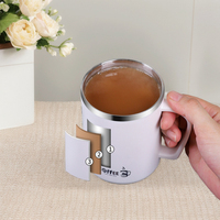 Mug à café en acier inoxydable mignon de 480 ml avec un design moderne, tasse de bureau avec poignée pour cadeaux d'affaires, bouteille d'eau ou de lait pour étudiants