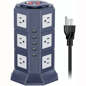 Chất lượng tốt 3 lớp dọc điện cung cấp điện USA Pop ổ cắm với 5 USB sạc cổng và 12 cửa hàng điện dải tháp