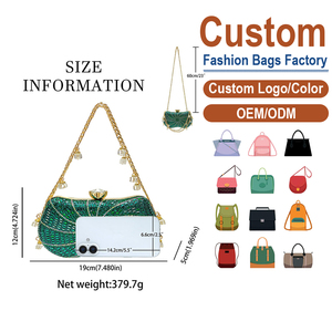 Elegante Bolso de Noche con Cuentas en Forma de Media Luna, con Correa de Cadena y Decoraciones de Cristal para Fiestas - Product Image 2