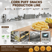 Ligne de production de snacks soufflés au maïs à double extrudeur 100-500 kg/h, machine de transformation alimentaire commerciale de haute qualité en acier inoxydable de qualité alimentaire, pour produits frits
