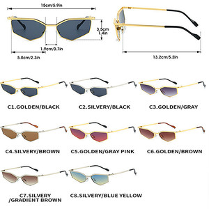 Logo Custom 2026 Vintage Men Women Metal Polygon <b>Sunglasses</b> UV400 <b>Small</b> <b>Frame</b> Diamond Shaped Sun Glasses - Product Image 6