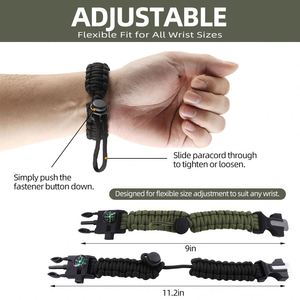 Baiyuheng gelang bertahan hidup, gelang Paracord 5 dalam 1 dengan pemicu api kompas alat peluit untuk penggunaan darurat dan berkemah luar ruangan - Product Image 4