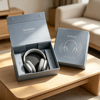 Boîte cadeau rigide pliable personnalisée avec doublure en mousse et gaufrage pour l'emballage d'écouteurs et de produits audio
