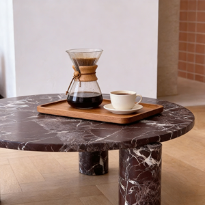 <span class=keywords><strong>Tavolino</strong></span> da Salotto Personalizzato in Marmo Rosa Levanto, Arredamento di Lusso Nordico, Scrivania in Pietra, Tavolini da Caffè Bassi in Marmo Rosso Viola Scuro - Product Image 5