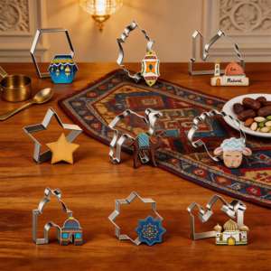 <span class=keywords><strong>Emporte</strong></span>-pièces Eid Mubarak Ramadan en acier inoxydable, motifs lanterne islamique, chameau, lune, moule à biscuits et fondant, outil de pâtisserie DIY, OEM ODM personnalisé - Product Image 2
