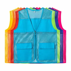 SevenDosong Adult Mesh Vest Zipper Supermarket Team Volunteer Uniform Vest